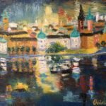 Kväll på Riddarholmen - Paintings - Citiscapes