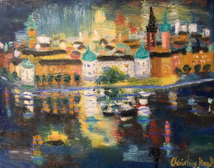 Kväll på Riddarholmen - Paintings - Citiscapes