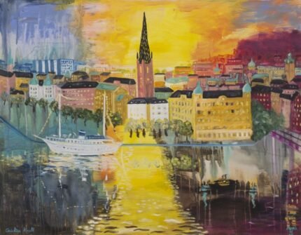 Riddarholmen i solbad - Paintings - Citiscapes