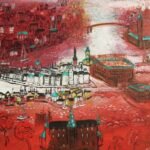 Stockholm i rött - Paintings - Citiscapes