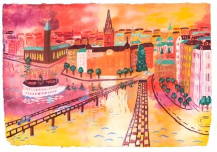 Solnedgång över Stockholm - Fine art giclée