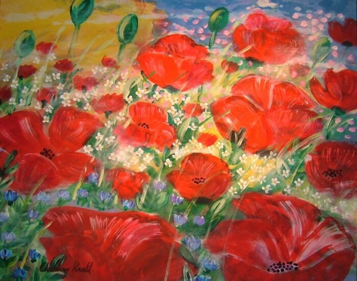 Vallmo i sol - Textile paintings