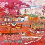 Stockholm in red - Textile paintings