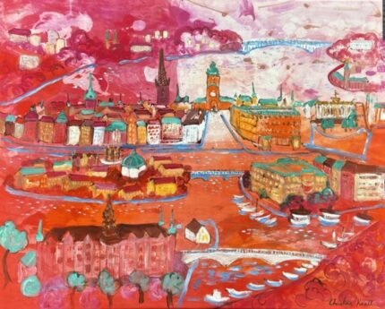 Stockholm in red - Textile paintings